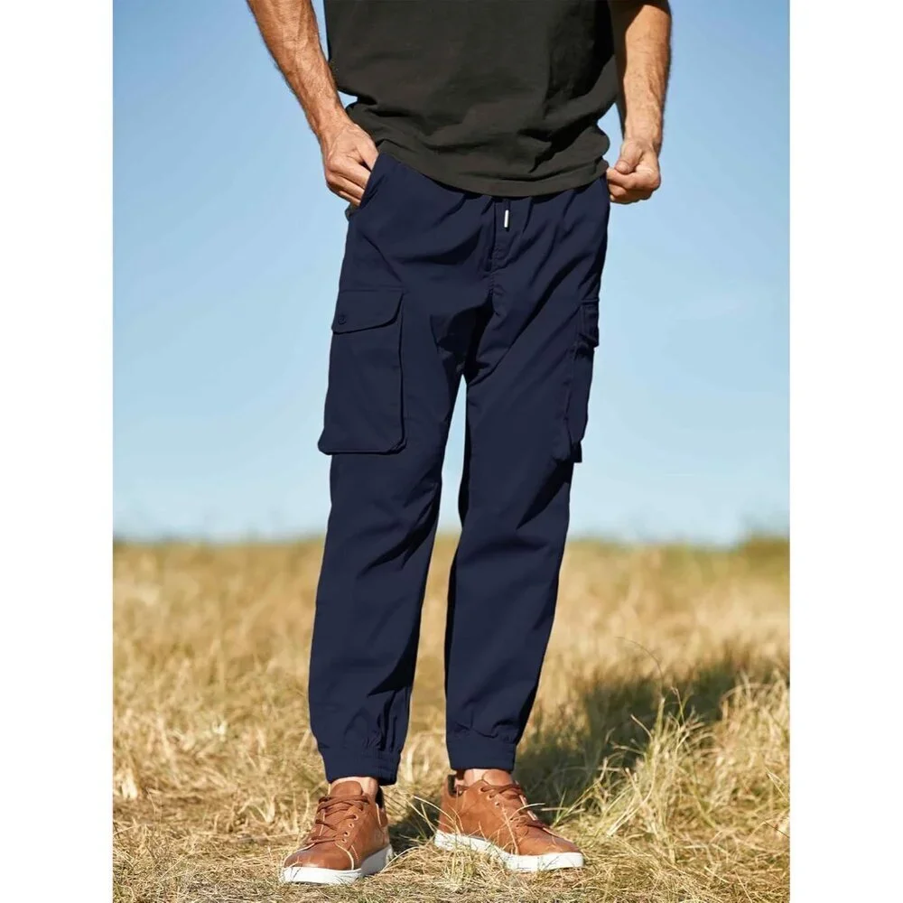 Men's Casual Cargo Joggers Pants Stretch Elastic Waist Drawstring Tapered Sweatp